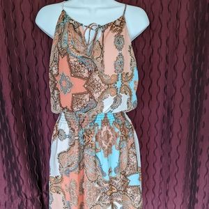 Unbranded sundress boho style teal and brown